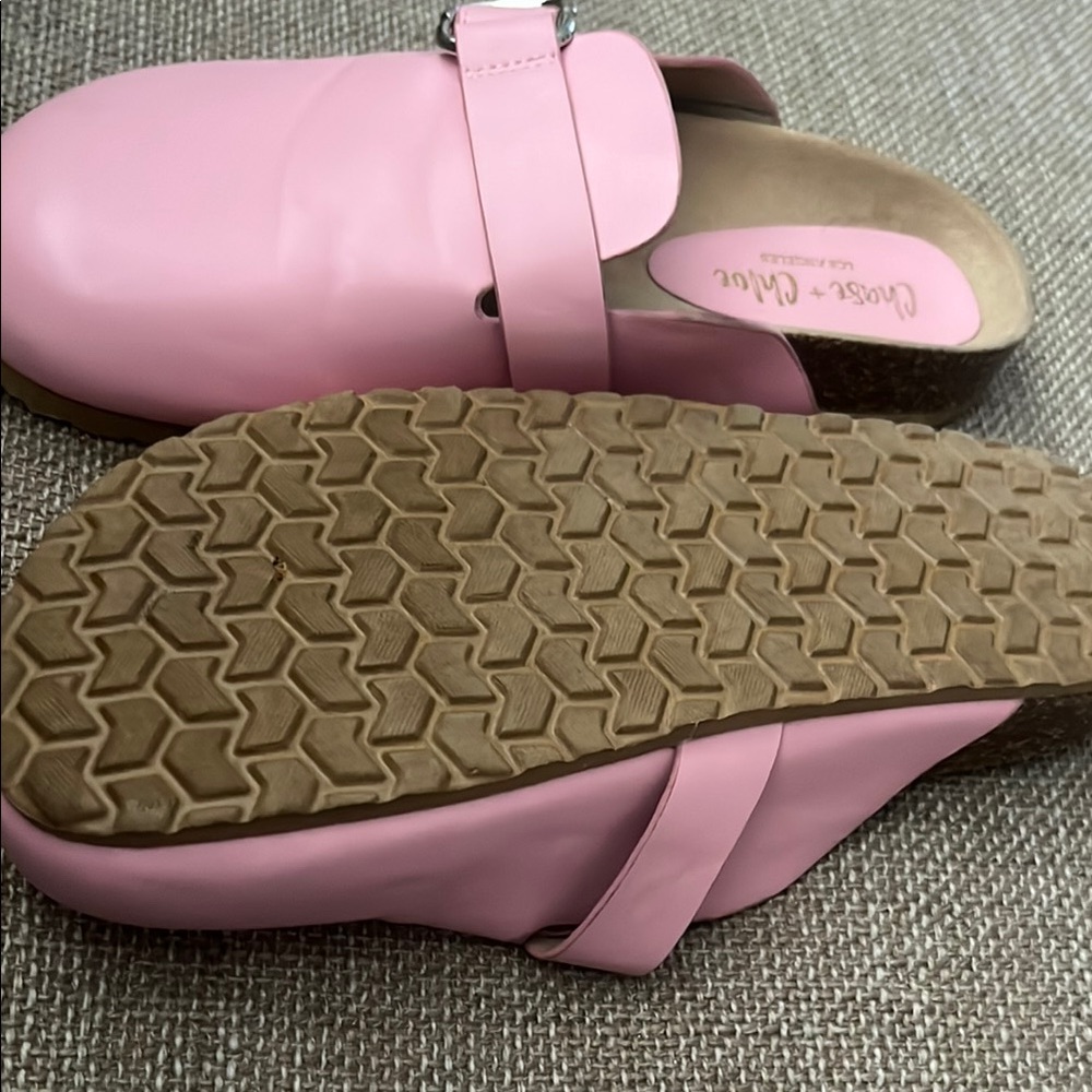 Chase + Chloe Pink Slip-On Mules with Silver Buckle - Picture 10 of 10
